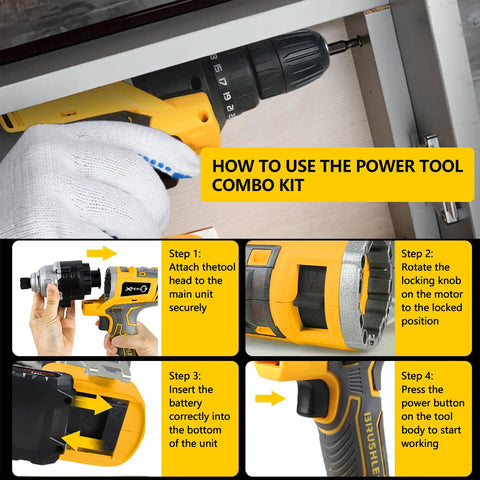 Instructions for using Six Tool 18V Cordless Power Tool Kit With Drill Circular Saw Palm Sander Impact Driver Reciprocating Saw And LED Battery Adapter Compatible With Makita 20V Batteries Includes Two 4.0Ah Batteries And Fast Charger