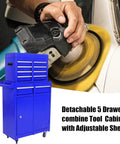 Rolling Tool Cart With Five Drawers On Wheels Heavy Duty Steel Tool Chest For Garage And Warehouse Storage Blue Mobile Tool Box Organizer Durable Construction With Easy Glide Casters For Heavy Tools And Ample Storage In Workshops And Garages
