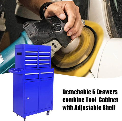 Rolling Tool Cart With Five Drawers On Wheels Heavy Duty Steel Tool Chest For Garage And Warehouse Storage Blue Mobile Tool Box Organizer Durable Construction With Easy Glide Casters For Heavy Tools And Ample Storage In Workshops And Garages