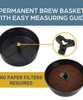 Brew basket for 42-Cup Coffee Urn With Automatic Temperature Control, removable measuring guide, no paper filter needed.
