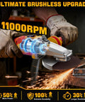 Flathead Angle Grinder For Tight Spaces With DeWalt 20V Battery Compatibility, 4-1/2 To 5 Inch Grinding Discs, 11,000 RPM