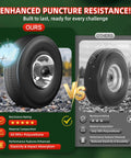 Enhanced puncture-resistant flat free ten inch tire and wheel replacement for hand trucks and wheelbarrows 4.10 3.50 4