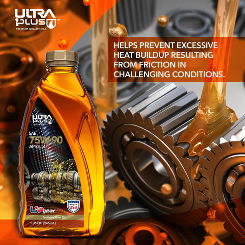 75W-90 Synthetic Gear Oil GL-4 For Manual Transmissions Transaxles And Limited Slip Differentials 1 Gallon bottle with gears