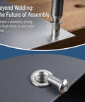 50 Pack M6 Stainless Steel Rivet Nuts Kit With Knurled Threaded Inserts And Flat Head For Vibration-Resistant Fastening, Rapid Assembly, Ideal For Furniture Repair And Thin Metal Sheets, installed in a metal panel