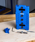 One Quarter Inch Shelf Pin Jig for Cabinets and Furniture with edge aligned precision hole drilling guide and adjustable tool.