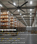 100 Inch HVLS Industrial Ceiling Fan With Quiet 90W DC Motor in large warehouse