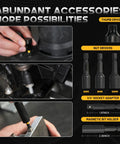 Detail view of Badass 105 Piece Titanium Drill Bit Set with thumb driver and nut drivers for versatile applications.