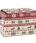 No Sweat Heavy Duty Foldable Storage Bin With Clear Front Window And Dual Zipper Openings For Effortless Seasonal Item Organization Featuring Cheerful Holiday Stripes, polyester, 16.9 x 11.4 x 10 inch.