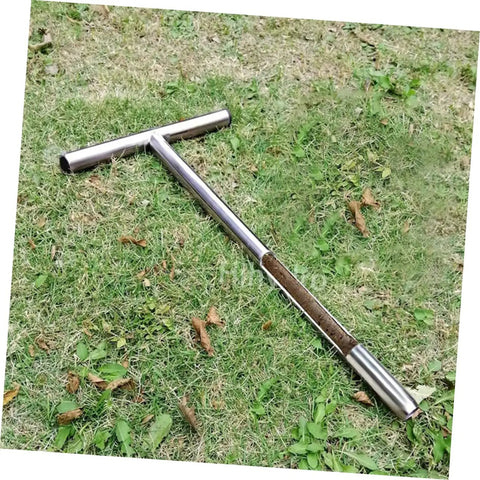 Stainless Steel Soil Sampling Probe With T Handle For Lawn And Garden Testing Pro Grade Rugged Rust Resistant Tool on grass