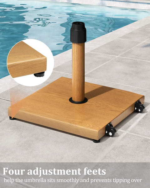 Heavy Duty 45Lb Patio Umbrella Base with Wheels Pre Filled Concrete No Sand Or Water Needed Wind Resistant Stand