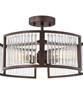 Frey 3 Light Oil Rubbed Bronze Semi Flush Ceiling Fixture With Glass Crystals And Crystal Downlight Transitional Modern Style 16 Inch Wide Hardwired Indoor Lighting