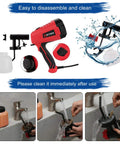 All Purpose HVLP Paint Sprayer 500W With 3 Spray Patterns And 5 Nozzle Sizes shown disassembled and being cleaned under tap