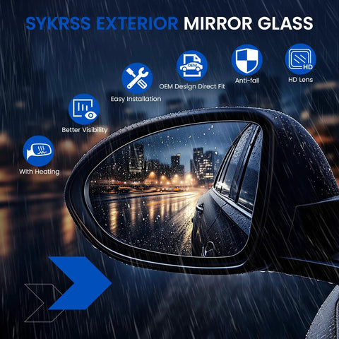Driver Left Side Mirror Glass For Volkswagen Tiguan 2009 2017 Convex Glass Replacement Non Heated Without Backing Plate Direct Fit LH