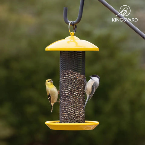 Squirrel Proof Metal Mesh Finch Feeder For Outdoors Hanging Nyjer Seed Tube Bird Feeder 2.5 Lb Large Capacity Rust Resistant
