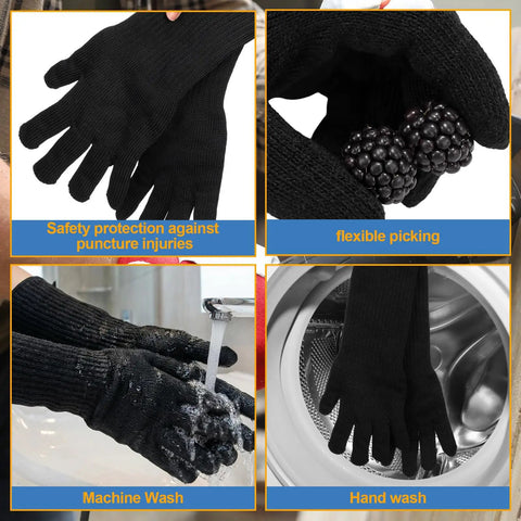 2 Pairs Long Gardening Gloves For Berry Picking And Pruning with thorn-proof design, cut-resistant material, suitable for washing