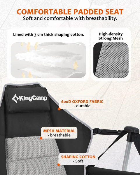 Heavy Duty 400Lb Portable Hammock Camping Chair With Adjustable Recline showing padded seat and mesh fabric close-up