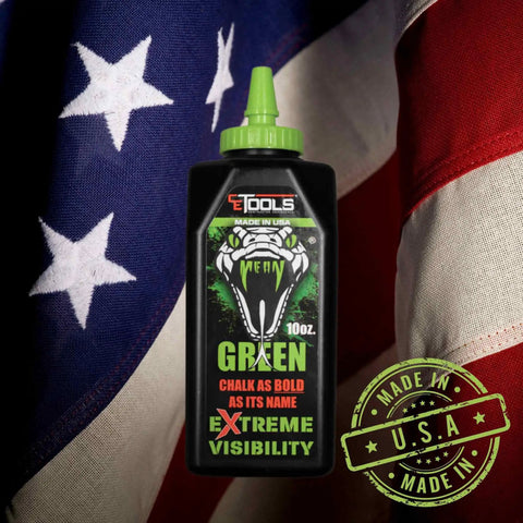 Mean Green Ultra Fine Marking Chalk for Chalklines 10 Oz Hydrophobic Construction Chalk with Extreme Visibility Green Color Made in USA