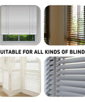 Top Shelf 80 Piece Trumpet Plantation Shutter Repair Kit With Solid Tilt Rod Staples For Window Louver Fix Hassle Free Snap On Install Silver Finish Quality Metal Hardware For Home Touch Ups displayed on various blinds.