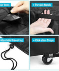 Waterproof Rolling Cooler Cart Cover For Outdoor Patio And Party Carts With Wheels 38 Inch Long By 36 Inch Wide By 23 Inch High 420D Oxford Fabric Weatherproof Ice Chest Cover features with air vents, portable handle, adjustable drawstring, click-close straps.