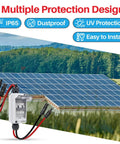 Solar Panel Disconnect Switch 30A 1000V DC PV Breaker With Cable IP65 Outdoor Rated with solar panels in background