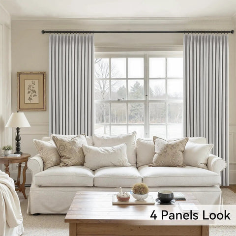 Pinch Pleat Blackout Curtains 84 Inch Long 2 Panels 40 Inch Wide Greyish White Thermal Insulated Room Darkening Drapes For Bedroom And Living Room With Light Blocking And Energy Efficient Privacy