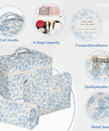 Floral Quilted Makeup Bag Set For Women Large Cotton Cosmetic Pouch Trio With Three Sizes Travel Toiletry Organizer Case Durable