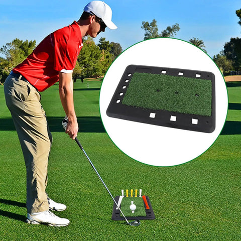 Pro-Grade Swing Training Mat For Golf Practice Rubber Hitting Pad on grass with slip proof surface and portable stable turf