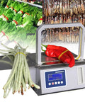 Semi Automatic Tabletop Bundling Machine That Kicks The Hassle Out Of Food Packaging And Produce Strapping For Busy Grocery Shops And High Volume Distribution Centers with wrapped vegetables.