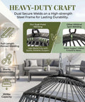 Heavy-duty outdoor egg chair without stand with cushion, showing durable dual-point welding and 350 lbs capacity, on patio.