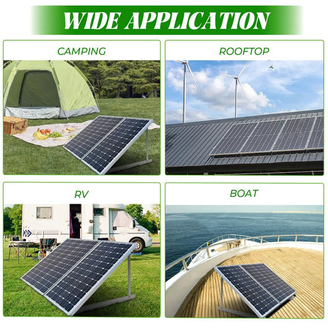 Heavy Duty Solar Panel Mounting Kit Set With 0 To 90 Degree Adjustable Tilt Foldable Legs Aluminum Alloy Construction Rust Resistant Beefed Up Lightweight System For Ground Roof RV Boat Off Grid Camper Fits 2 To 4 Panels 150 To 600 Watt on various applications like camping, rooftop, RV, and boat
