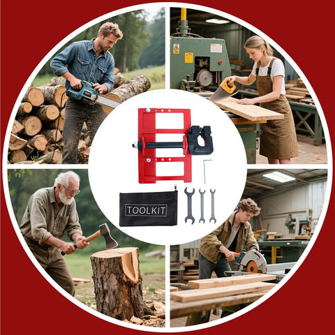 Heavy Duty Chainsaw Mill Rail Positioner For Bullseye Plank Cutting And Zero Hassle Setup featuring alloy guide rack and toolkit.