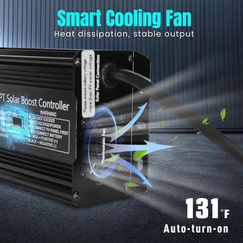 400W Boost MPPT Solar Charge Controller With LCD Display Regulator for heat dissipation in golf carts and solar setups