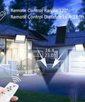 JUDYSSY 25W 40W 60W 100W 200W Led Solar Flood Light Dusk to Dawn Sensor Light, remote control operation and solar panel installation.