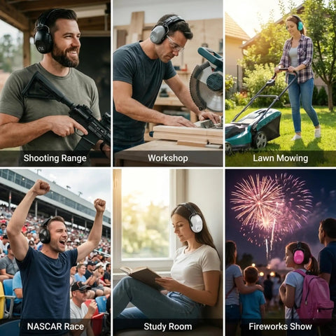 34 dB NRR Hearing Protection Ear Muffs For Loud Events And Sensory Use, Dope Compact Lightweight Purple Design, High Noise Reduction Earmuffs For Concerts Studying And Everyday Crowd Noise