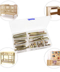 Crib Screws Hardware Replacement Kit 18 Piece Set M6x40 50 60 70 80mm Hex Drive Socket Cap Screws With Barrel Nuts And Allen Key in clear box with furniture images