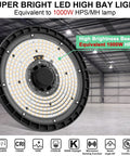Close-up of High Bay LED Light 150W With Motion Sensor 5000K Daylight Remote 3 Modes 21000LM Killer Brightness