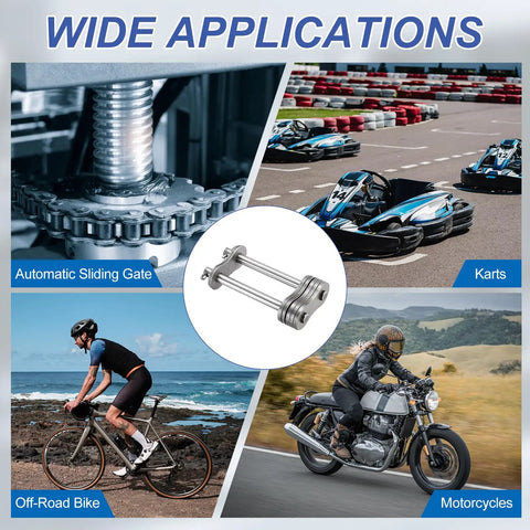 Heavy Duty ANSI 100 Roller Chain Master Link With Manganese Steel Build For Tough Jobs Featuring High Strength And Wear Resistance At 31.75mm Pitch in applications for karts and motorcycles.