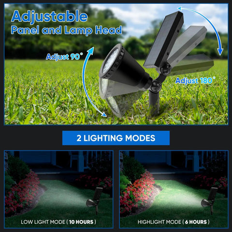 Hella Bright 800 Lumen Solar Spot Lights Outdoor Adjustable IP65 Waterproof Flood Fixtures For Backyard Driveway Patio Lawn And Yard Landscaping Cool White 4 Pack