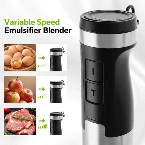 Variable speed Powerful 1200W Immersion Hand Blender With 5 In 1 Attachments for eggs, fruit, meat emulsifying.