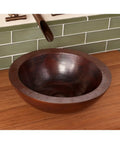 Premium Slick Vessel Bathroom Sink Made From Tough 16 Gauge Hammered Copper With An Antique Bronze Finish. 16 inch round bowl.
