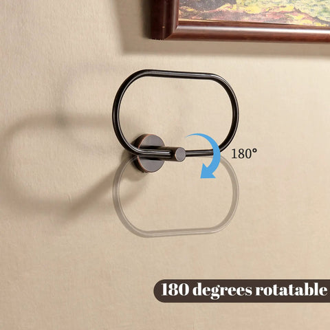 Oil Rubbed Bronze Toilet Paper Holder And Hand Towel Ring Set Farmhouse Wall Mounted Bathroom Hardware with 180-degree rotation