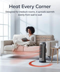 Oscillating Digital Ceramic Tower Space Heater For Home Or Office With Remote And Adjustable Thermostat, 1500W Silver Finish