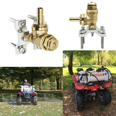 Boomless Spray Nozzle For ATV Sprayers With Brass Size 10 And Size 12 Orifices, Ultra Portable Spot Sprayer Attachment, in use on ATV