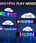 Scrolling Bright Advertising LED Sign With Flexible USB 5V Power Bluetooth App Control Custom Text And Animation Patterns Programmable Display For Store Bar Hotel And Car 27 Inch By 5 Inch showing multiple animation play modes.