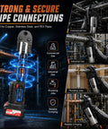 Best Electric Crimping Tool 21V 60KN Cordless Pipe Press Kit For Copper And PEX Plumbing in action sealing pipes.