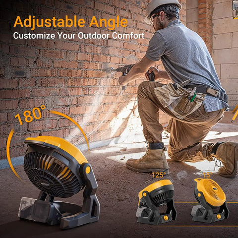 Cordless Jobsite Fan With 750 CFM, Battery Powered Portable Shop Fan, Brushless Motor, Includes AC Adapter, Perfect For Camping