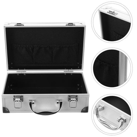 Badass Heavy Duty Aluminum Alloy Tool Box With Reinforced Carry Handle And Secure Latch System For Shop Ready Mechanics And Field Maintenance Portable Storage Case, open view showing black interior.