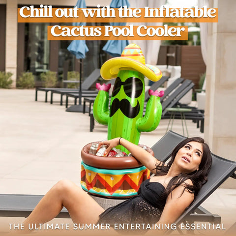 Forty Three Inch Inflatable Cactus Cooler With Sombrero Hat For Fiesta And Cinco De Mayo Party Supplies A Fun Functional Inflatable Pool Party Cooler And Desert Theme Decor That Keeps Drinks Cold