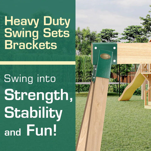 Two Pack A Frame Swing Set Brackets For Outdoor Diy Projects Heavy Duty Swingset Hardware 4x4 Kit With Full Hardware For Backyard Playground Rust Resistant Powder Coated Green Finish