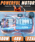 Heavy Duty Electric Trailer Dolly With 7500 Lbs Capacity, 24V 800W Motor Power, internal components showing motor and battery specs.